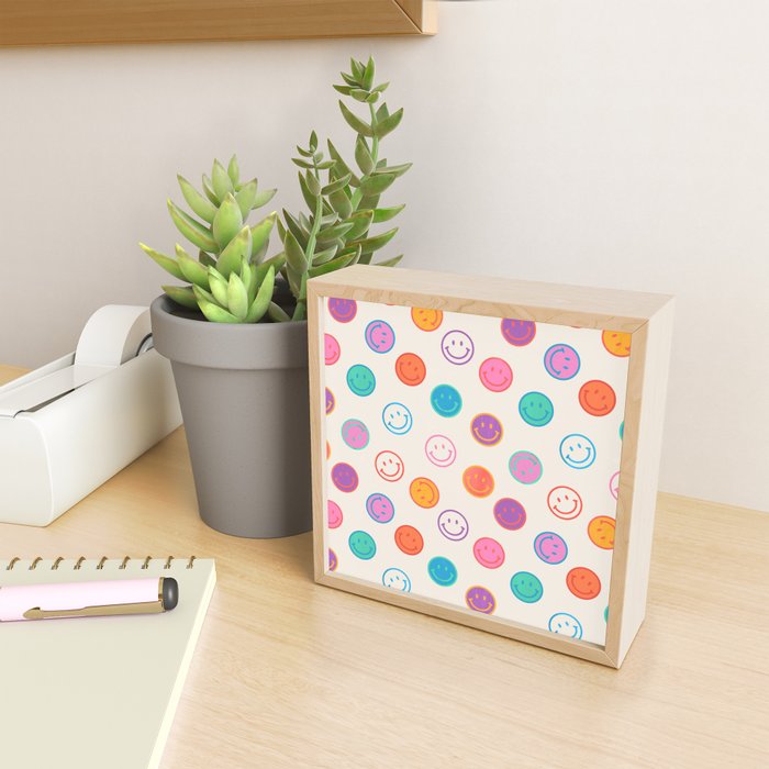 Retro Rainbow Smiling Faces Pattern Mini Art Print Gallery Image 2