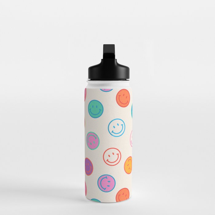 Retro Rainbow Smiling Faces Pattern Water Bottle Gallery Image 3