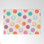 Retro Rainbow Smiling Faces Pattern Welcome Mat Gallery Image 1
