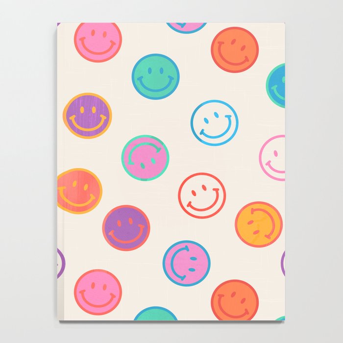 Retro Rainbow Smiling Faces Pattern Notebook Gallery Image 4