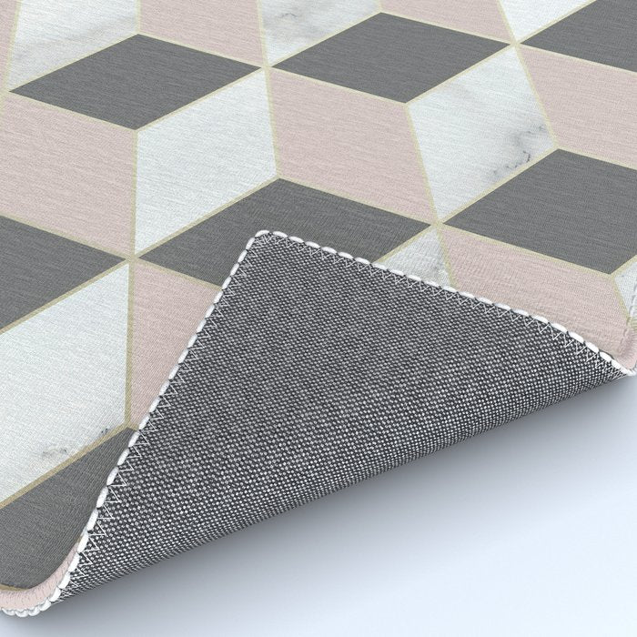 Geometric Art, Marble, Blush Pink, Gray, Abstract Art Rug Gallery Image 4