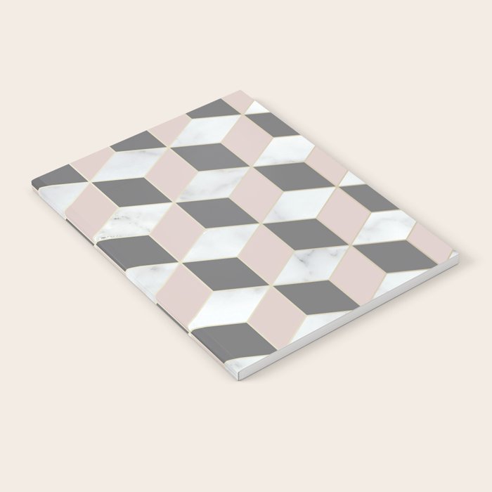 Geometric Art, Marble, Blush Pink, Gray, Abstract Art Notebook Gallery Image 1
