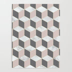 Geometric Art, Marble, Blush Pink, Gray, Abstract Art Poster Gallery Image 4