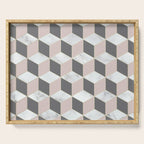 Geometric Art, Marble, Blush Pink, Gray, Abstract Art Serving Tray Gallery Image 1