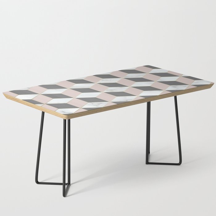 Geometric Art, Marble, Blush Pink, Gray, Abstract Art Coffee Table Gallery Image 1