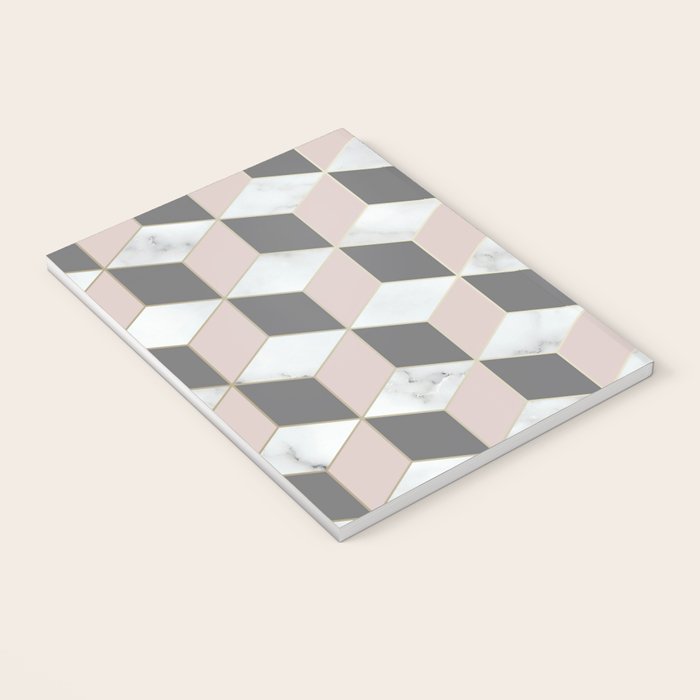 Geometric Art, Marble, Blush Pink, Gray, Abstract Art Notebook Gallery Image 3