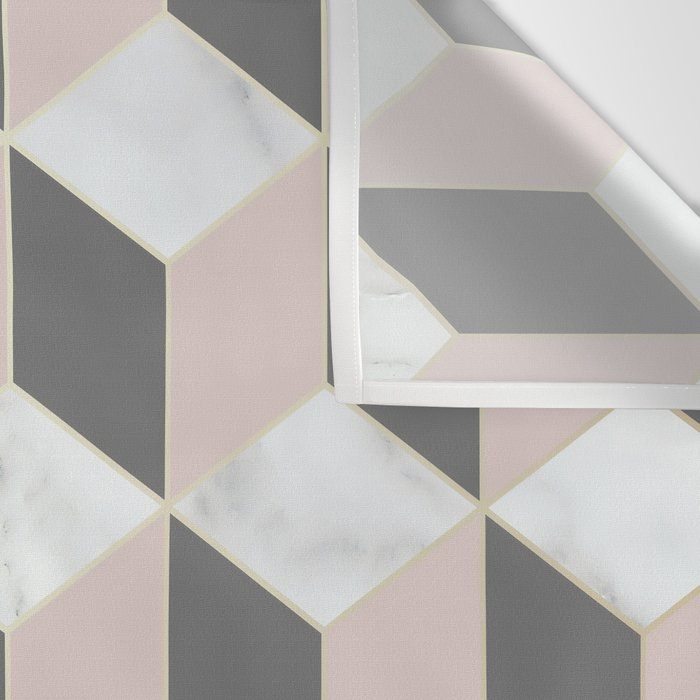 Geometric Art, Marble, Blush Pink, Gray, Abstract Art Wall Tapestry Gallery Image 3
