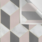 Geometric Art, Marble, Blush Pink, Gray, Abstract Art Wall Tapestry Gallery Image 3