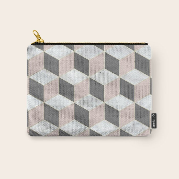 Geometric Art, Marble, Blush Pink, Gray, Abstract Art Carry All Pouch Gallery Image 1