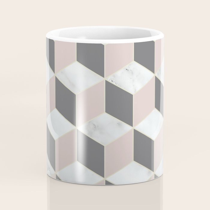 Geometric Art, Marble, Blush Pink, Gray, Abstract Art Coffee Mug Gallery Image 4
