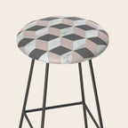 Geometric Art, Marble, Blush Pink, Gray, Abstract Art Stool Gallery Image 2