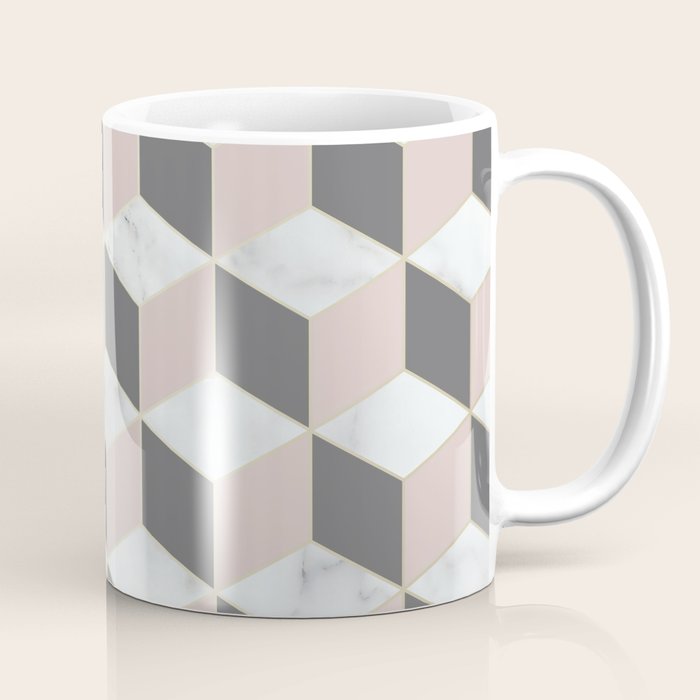 Geometric Art, Marble, Blush Pink, Gray, Abstract Art Coffee Mug Gallery Image 1
