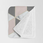 Geometric Art, Marble, Blush Pink, Gray, Abstract Art Throw Blanket Gallery Image 3