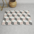 Geometric Art, Marble, Blush Pink, Gray, Abstract Art Rug Gallery Image 1