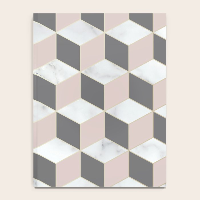 Geometric Art, Marble, Blush Pink, Gray, Abstract Art Notebook Gallery Image 4