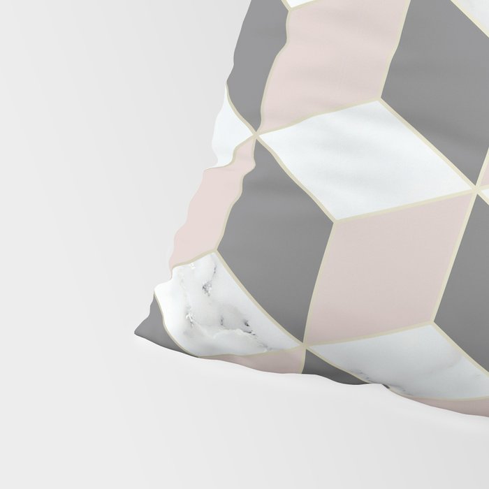 Geometric Art, Marble, Blush Pink, Gray, Abstract Art Pillow Sham Gallery Image 4