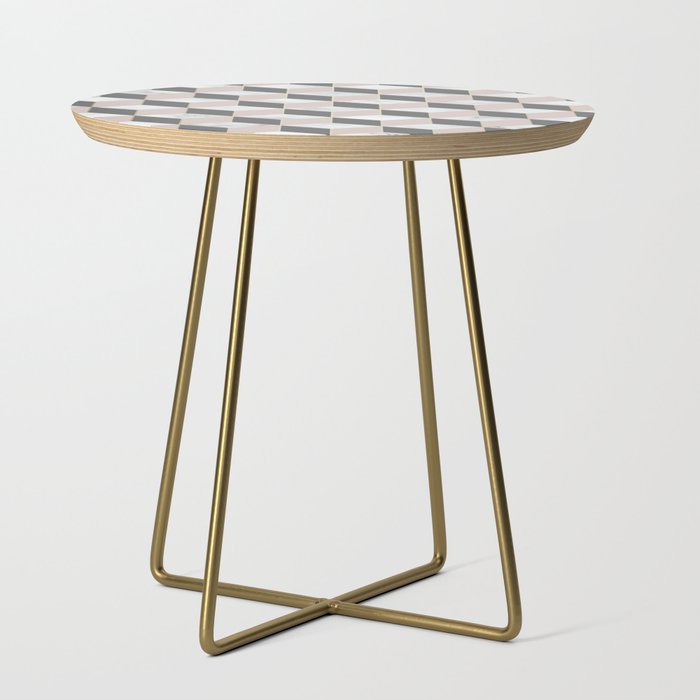 Geometric Art, Marble, Blush Pink, Gray, Abstract Art Side Table Gallery Image 1