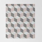 Geometric Art, Marble, Blush Pink, Gray, Abstract Art Throw Blanket Gallery Image 2