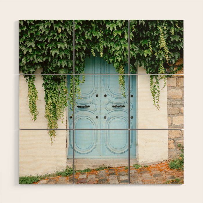 Montmartre Paris | The blue door  Wood Wall Art Gallery Image 1
