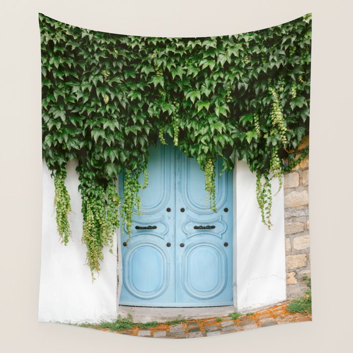 Montmartre Paris | The blue door  Wall Tapestry Gallery Image 4