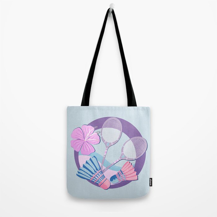Tropical badminton badge - pastel purple and pink Tote Bag Gallery Image 2