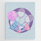 Tropical badminton badge - pastel purple and pink Jigsaw Puzzle Gallery Image 1