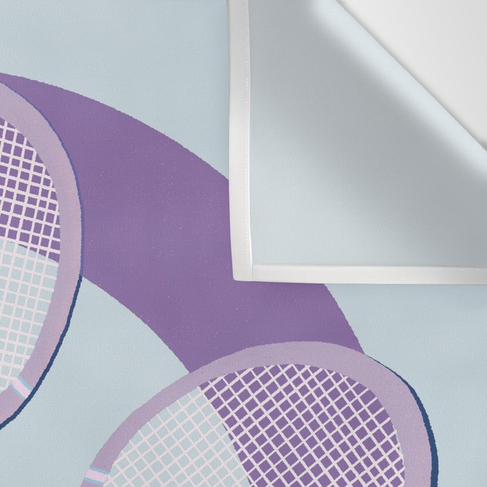 Tropical badminton badge - pastel purple and pink Wall Tapestry Gallery Image 3