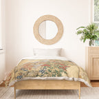 Japanese Edo Period Six-Panel Gold Leaf Screen - Spring and Autumn Flowers Duvet Cover Gallery Image 3