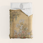 Japanese Edo Period Six-Panel Gold Leaf Screen - Spring and Autumn Flowers Duvet Cover Gallery Image 8