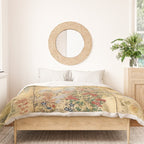 Japanese Edo Period Six-Panel Gold Leaf Screen - Spring and Autumn Flowers Duvet Cover Gallery Image 3