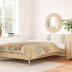 Japanese Edo Period Six-Panel Gold Leaf Screen - Spring and Autumn Flowers Duvet Cover Gallery Image 2