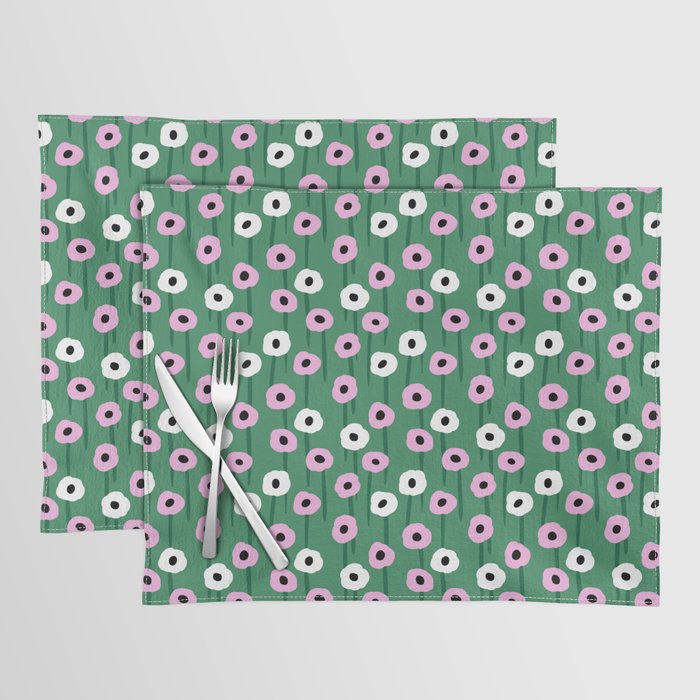 Abstract Poppies Pink & Green Placemat Gallery Image 1