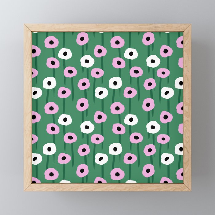 Abstract Poppies Pink & Green Mini Art Print Gallery Image 1