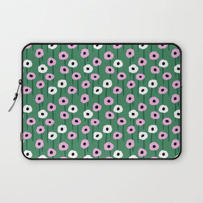 Abstract Poppies Pink & Green Laptop Sleeve Gallery Image 1
