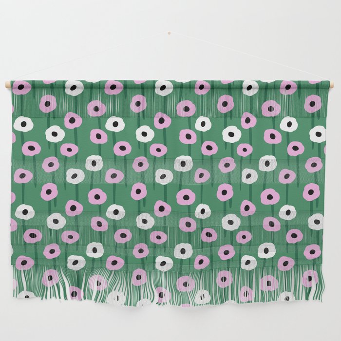 Abstract Poppies Pink & Green Wall Hanging Gallery Image 1