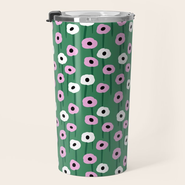 Abstract Poppies Pink & Green Travel Mug Gallery Image 3