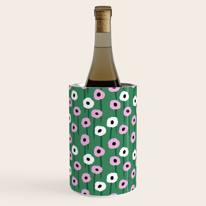 Abstract Poppies Pink & Green Wine Chiller Gallery Image 2