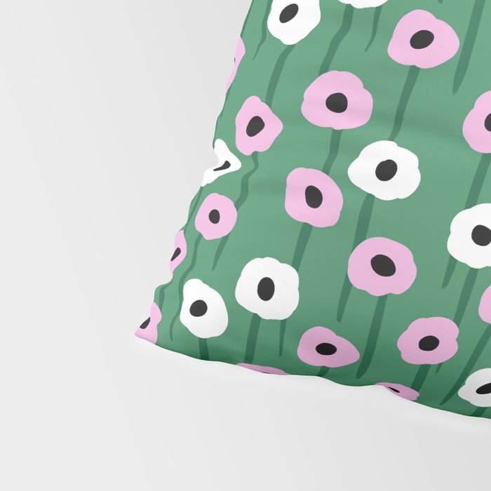 Abstract Poppies Pink & Green Pillow Sham Gallery Image 4