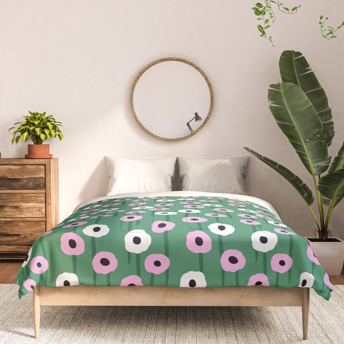 Abstract Poppies Pink & Green Comforter Gallery Image 3