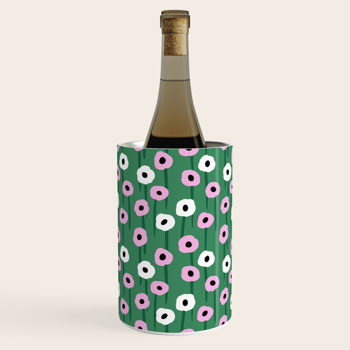 Abstract Poppies Pink & Green Wine Chiller Gallery Image 1
