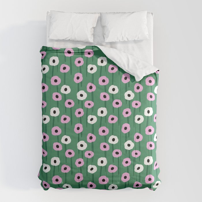 Abstract Poppies Pink & Green Comforter Gallery Image 6
