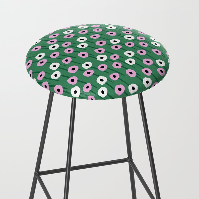 Abstract Poppies Pink & Green Stool Gallery Image 2
