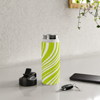 Wavy Stripes XXXVIII - Y2K Lime Green Water Bottle Gallery Image 4