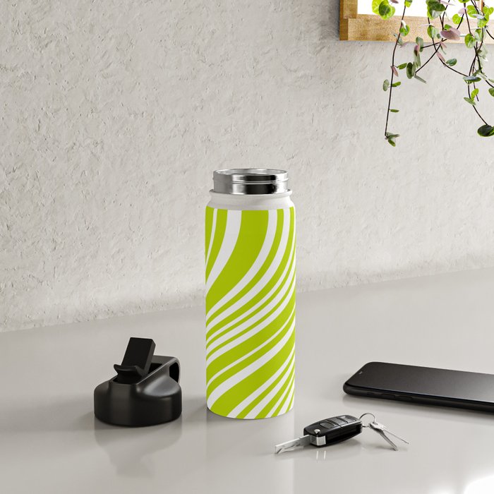 Wavy Stripes XXXVIII - Y2K Lime Green Water Bottle Gallery Image 4