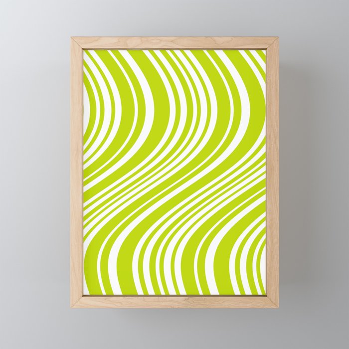 Wavy Stripes XXXVIII - Y2K Lime Green Mini Art Print Gallery Image 1