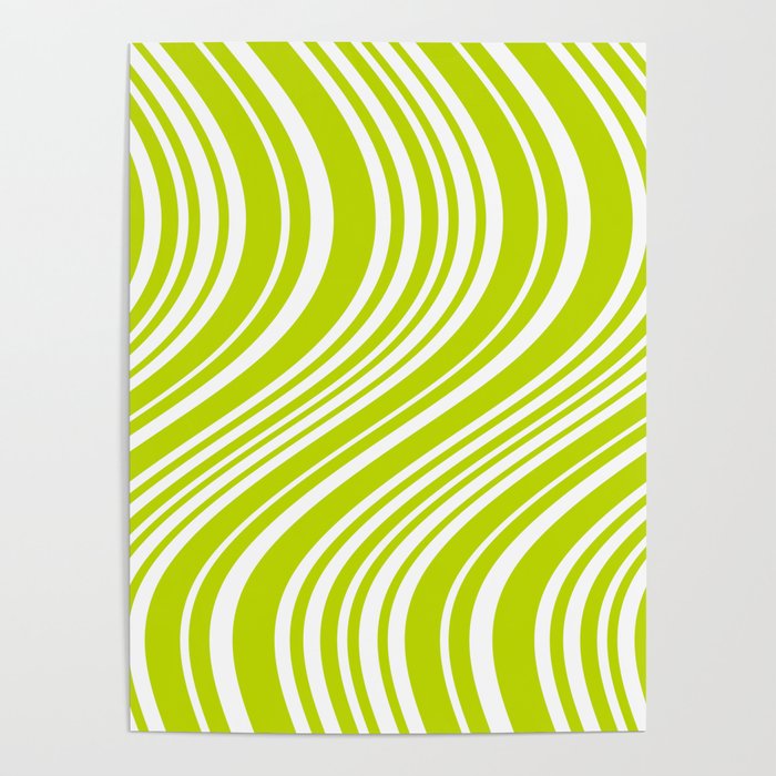 Wavy Stripes XXXVIII - Y2K Lime Green Poster Gallery Image 4