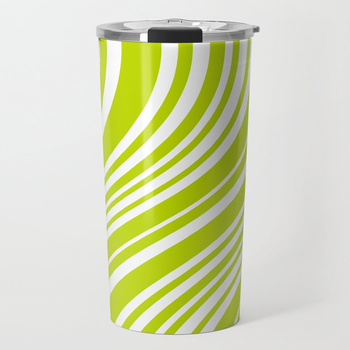Wavy Stripes XXXVIII - Y2K Lime Green Travel Mug Gallery Image 1