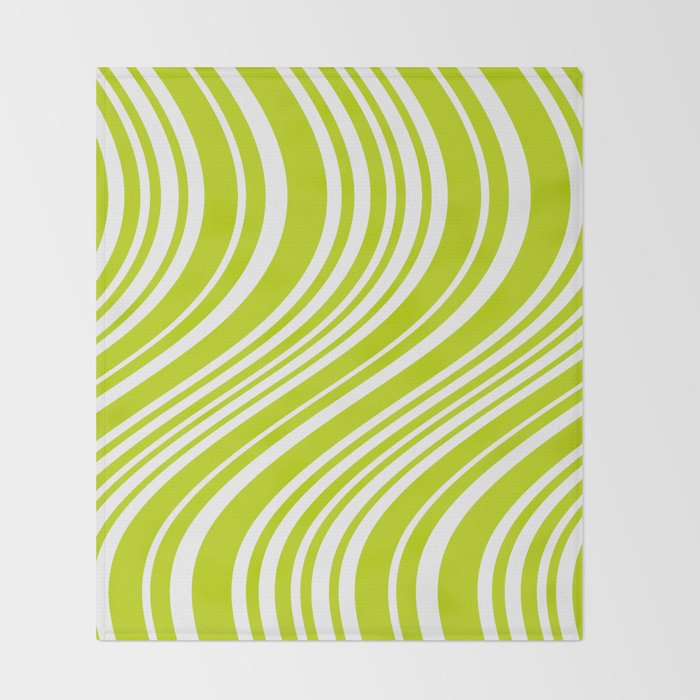 Wavy Stripes XXXVIII - Y2K Lime Green Throw Blanket Gallery Image 2