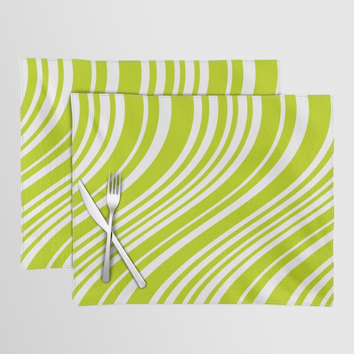 Wavy Stripes XXXVIII - Y2K Lime Green Placemat Gallery Image 1