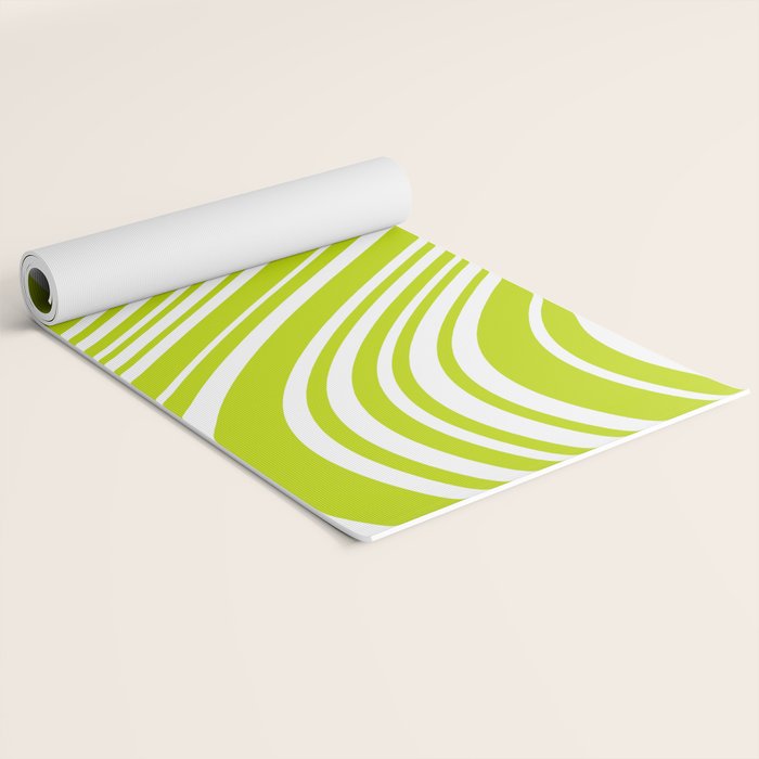 Wavy Stripes XXXVIII - Y2K Lime Green Yoga Mat Gallery Image 2
